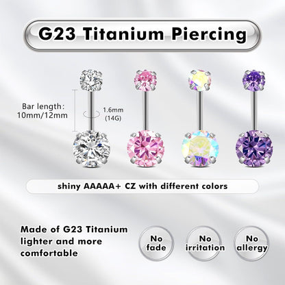 G23 Titan Bauchnabelpiercing Gold Silber 14G 10mm