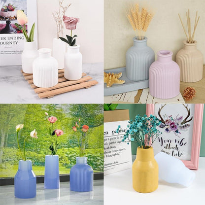Silikonform Vase Set – 4 Formen + Palette für DIY Harzvasen