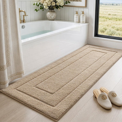 Rutschfeste Badematte Mikrofaser Beige 60x150 cm