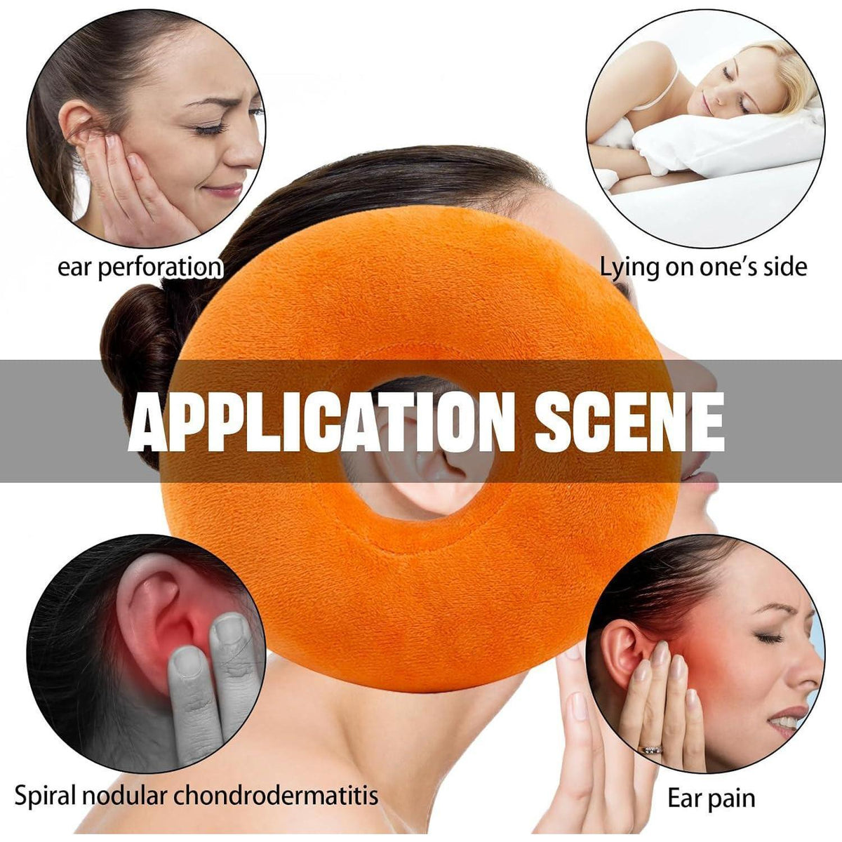 Piercing Kissen mit Loch für Seitenschläfer - Orange