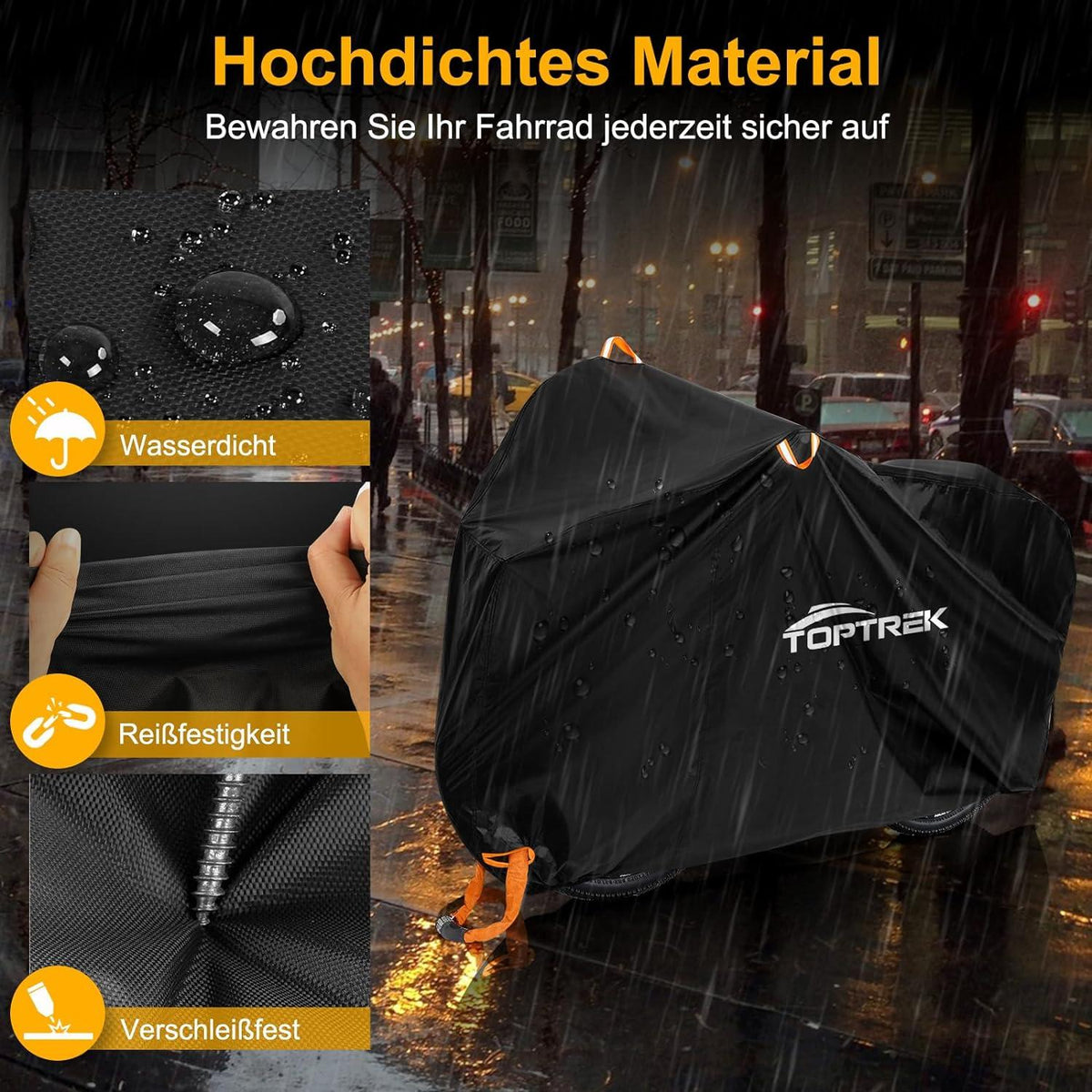 Fahrradabdeckung Wasserdicht 210D Oxford-Gewebe Toptrek 200x110x70 cm