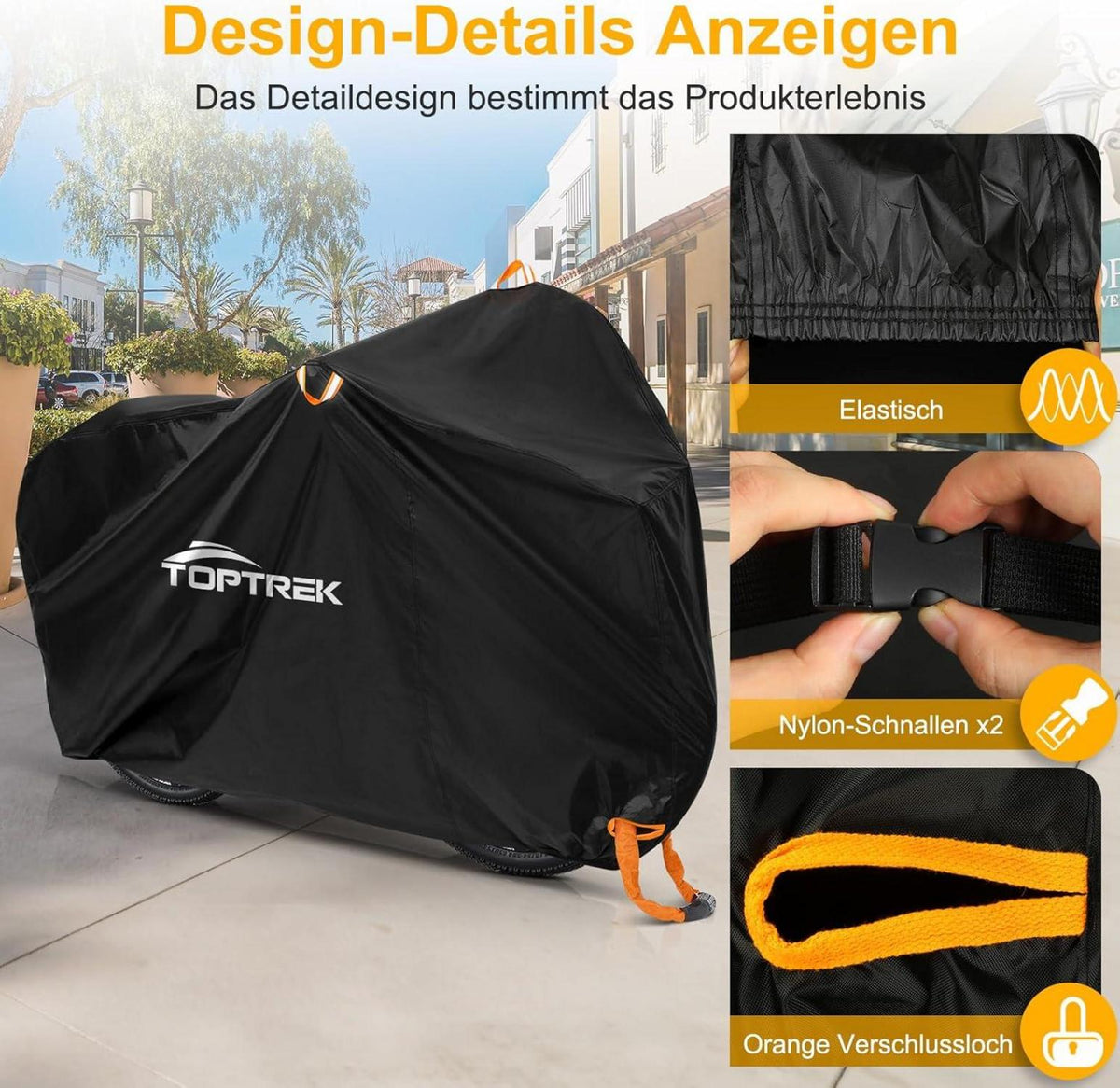 Toptrek Fahrradabdeckung Wasserdicht 210D Oxford-Gewebe Outdoor 200x110x70cm