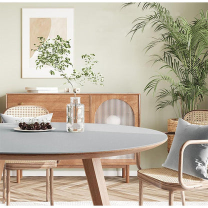PU Tischdecke Rund 110cm Grau – Wasserdichter Tischschutz