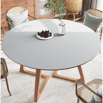 PU Tischdecke Rund 110cm Grau – Wasserdichter Tischschutz