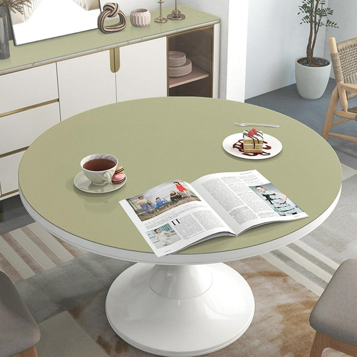 Runde PU Tischdecke 110cm – Wasserdicht, Grün