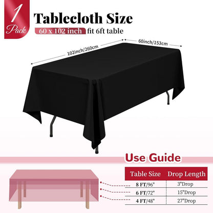 Schwarze Tischdecke Rechteckig 260x153 cm – Waschbar & Fleckenfrei