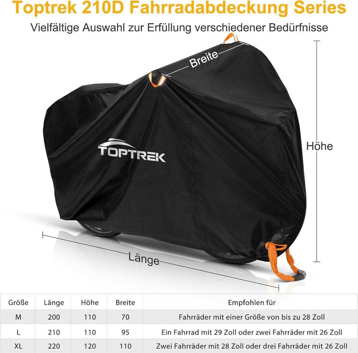 Toptrek Fahrradabdeckung 210D Oxford-Gewebe Wasserdicht