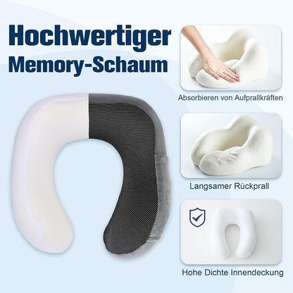 Reisekissen Memory Foam Nackenkissen Flugzeug Verstellbar Grau