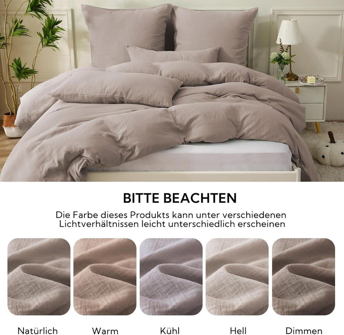 SOULFUL Doppelte Musselin Bettwäsche 135x200 4tlg. Baumwolle