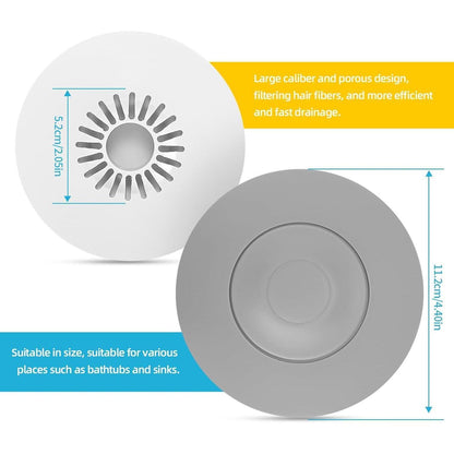 Silikon Abflussstopfen Universal 2er Set Grau – Waschbeckenstöpsel mit Sieb