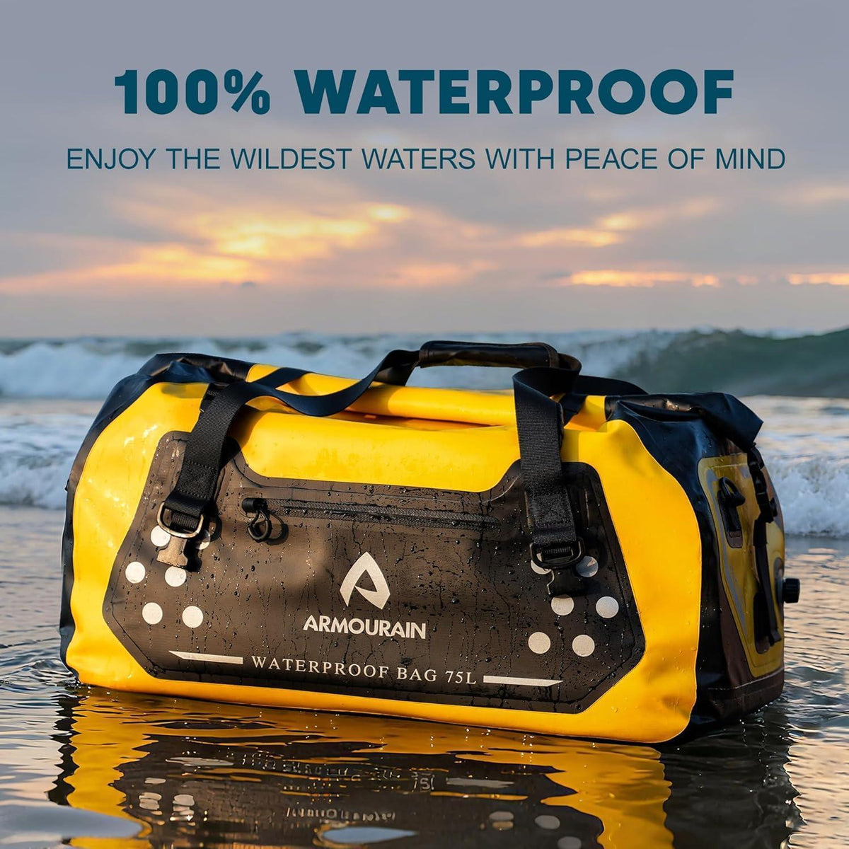 Motorrad Trockentasche 75L Wasserdicht, Gelb