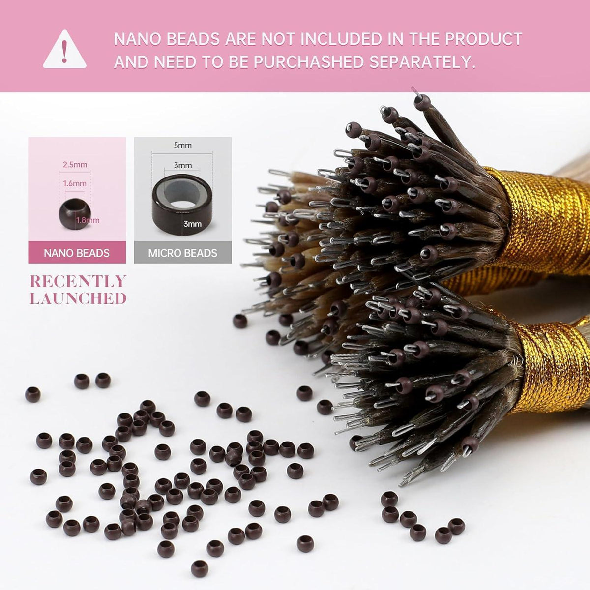 Echthaar Nanoring Extensions Balayage Braun Blond 50cm