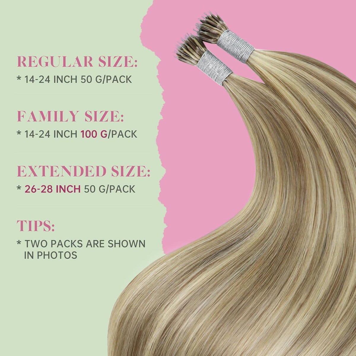 Echthaar Nanoring Extensions Hellbraun 45cm - 50g