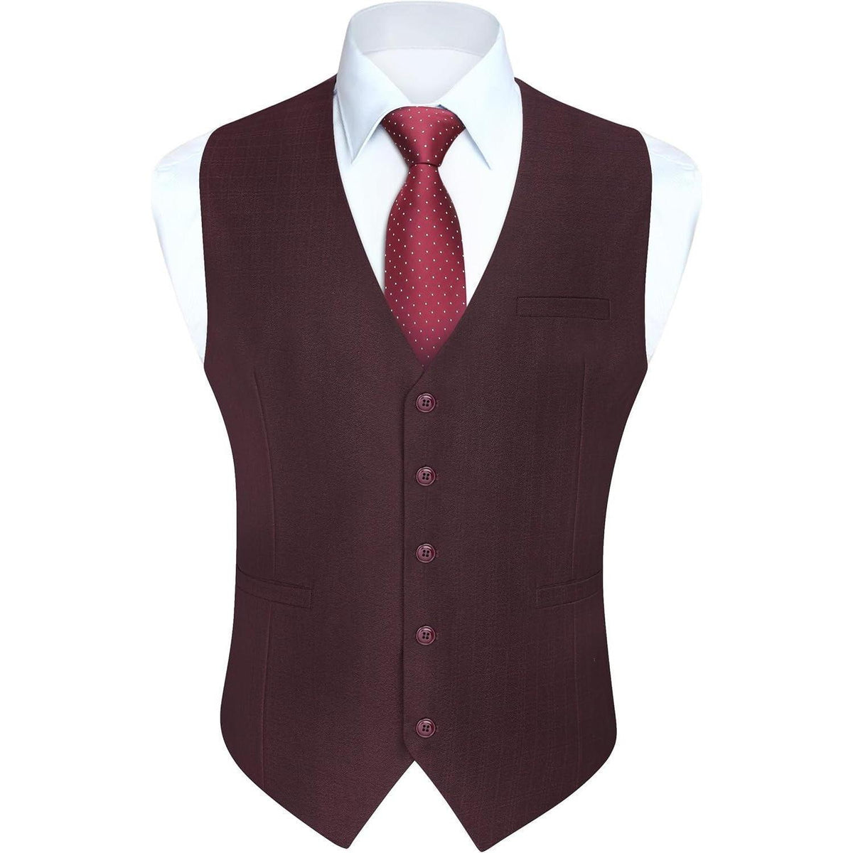 Herren Anzugweste Baumwolle V-Ausschnitt Bordeaux XS-4XL