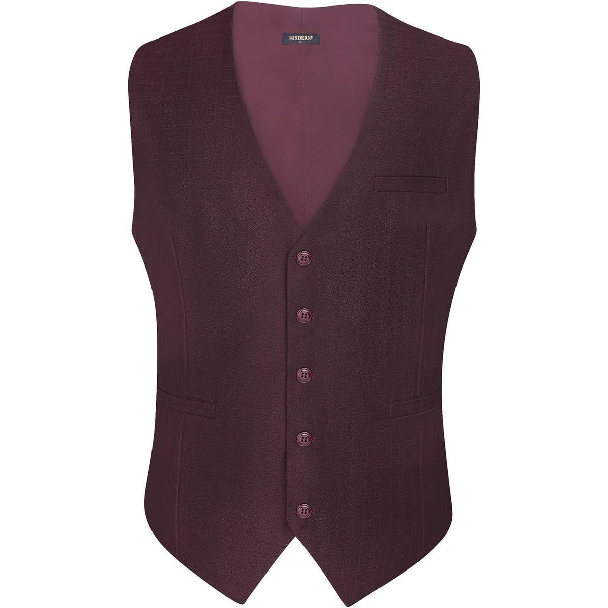 Herren Anzugweste Baumwolle V-Ausschnitt Bordeaux XS-4XL