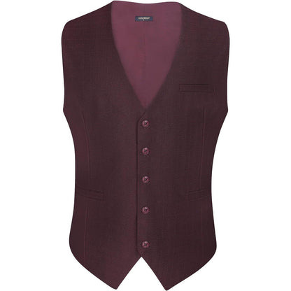 Herren Anzugweste Baumwolle V-Ausschnitt Bordeaux XS-4XL