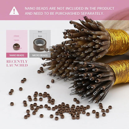 Echthaar Nanoring Extensions Hellbraun 60cm – 50g