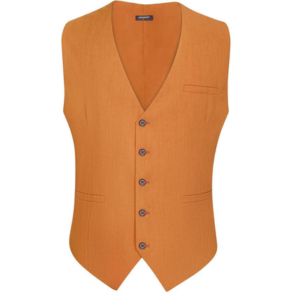 Herren Anzugweste Baumwolle V-Ausschnitt Elegant Retro Orange XS-4XL