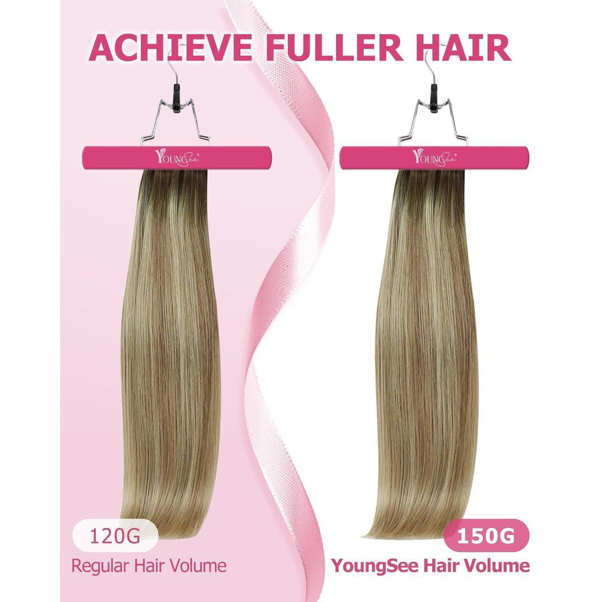Echthaar Clip-in Extensions Braun Balayage 30cm 80g