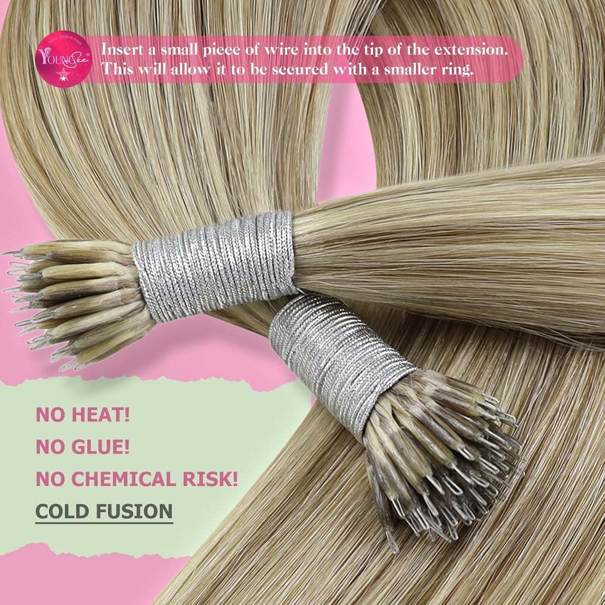 Echthaar Haarverlängerung Hellbraun mit Platinblond, 40cm