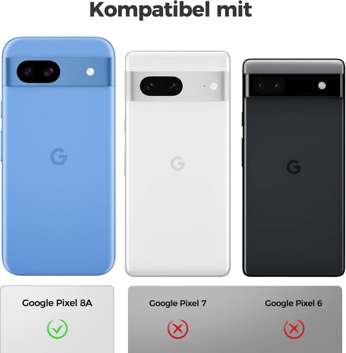 Transparente Google Pixel 8A Hülle + 2 Panzerfolien