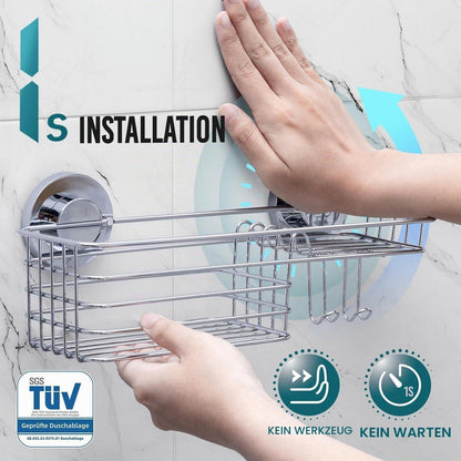 Duschablage ohne Bohren | Rostfreier Edelstahl | Starker Saugnapf