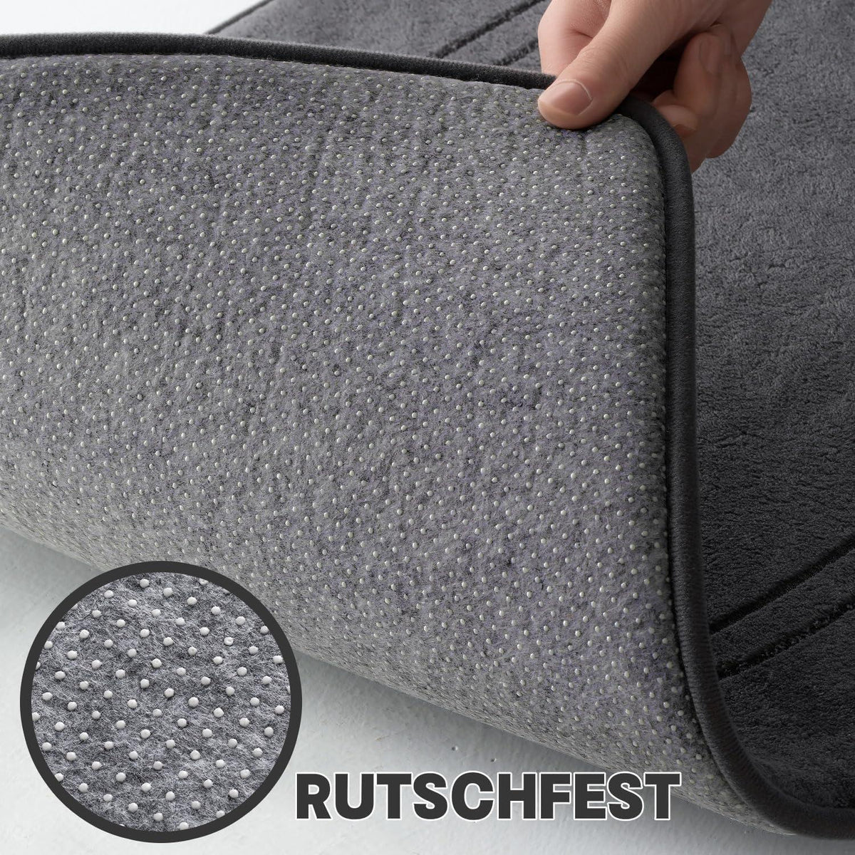 3-teiliges Badezimmerteppich Set Dunkelgrau – Weich & Rutschfest