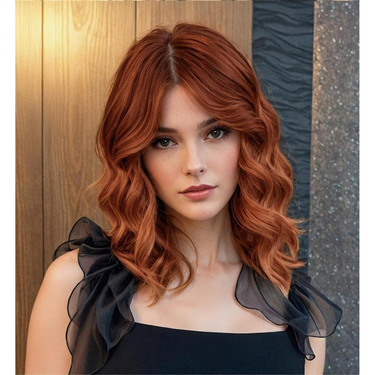 Bob Lockenperücke rotblond – Synthetisch & Fransen