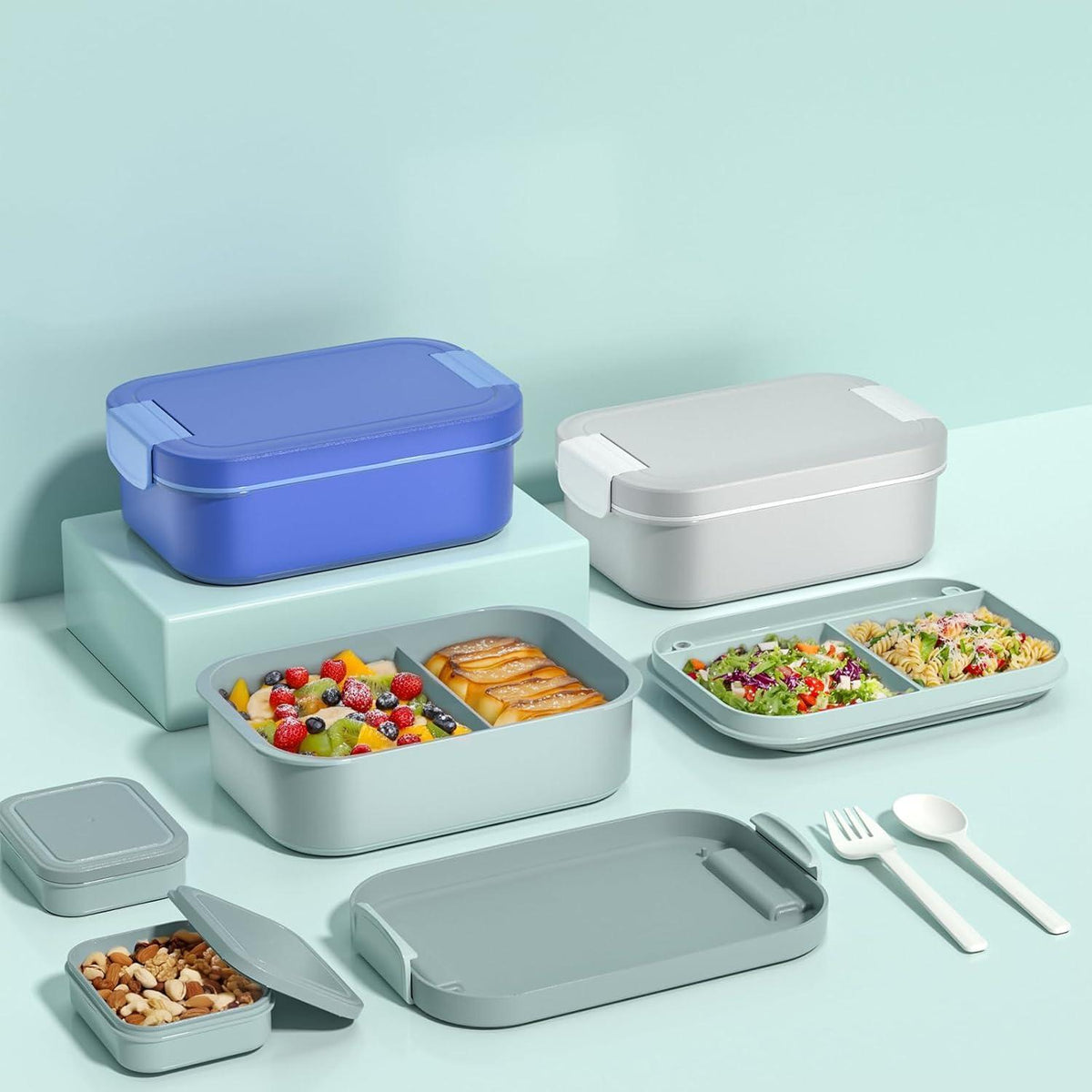 Lunchbox Erwachsene 1900ml Auslaufsicher mit Fächern – Grün