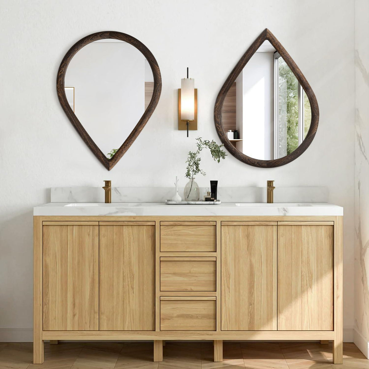 Holzrahmen Teardrop Spiegel Wanddeko 65x45cm Vintage Bauernhaus Stil