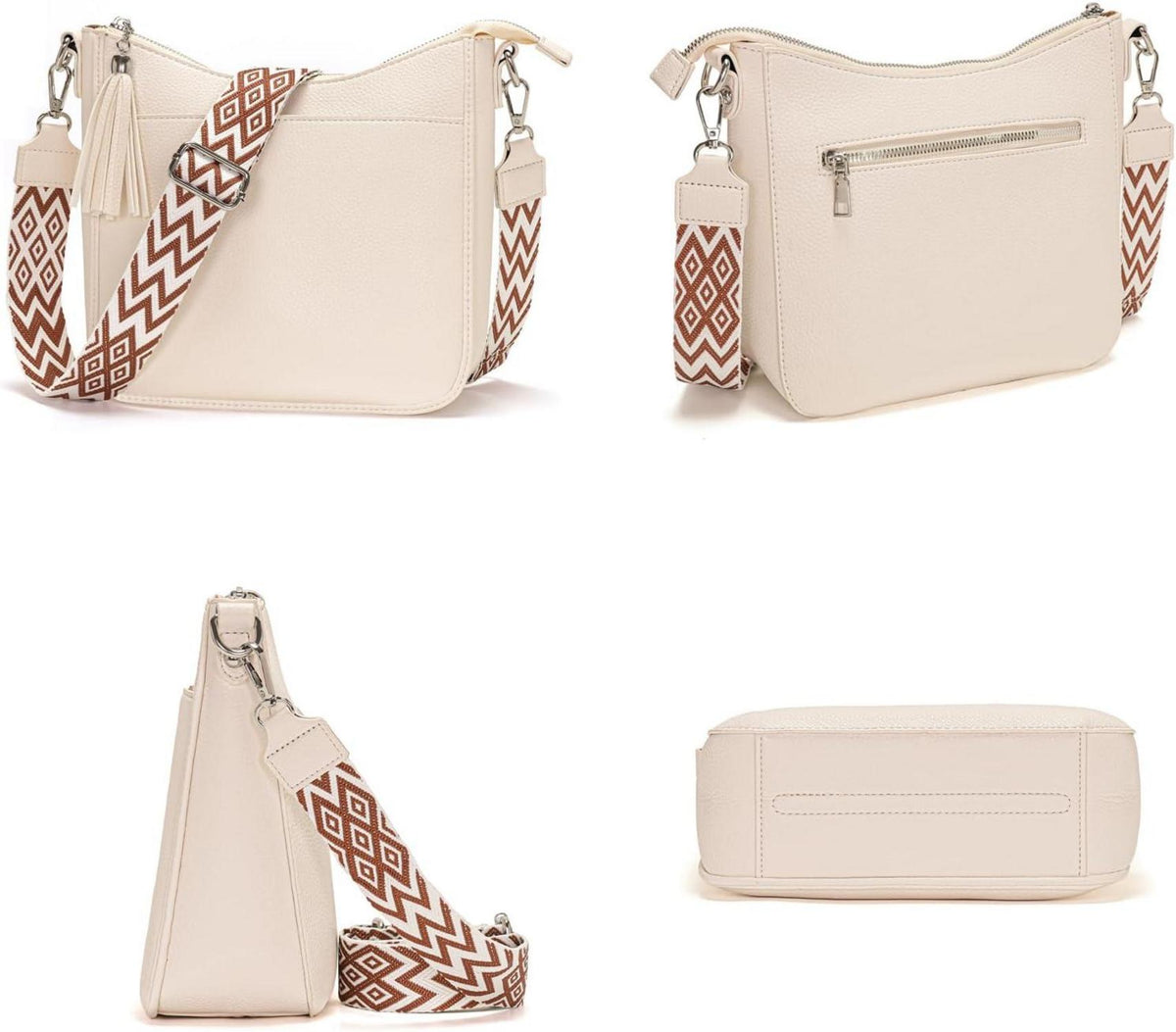Kleine Umhängetasche Damen Vegan Leder Crossbody Tasche Beige
