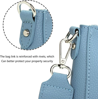Kleine Damen Umhängetasche Crossbody Bag Veganes Leder Himmelblau