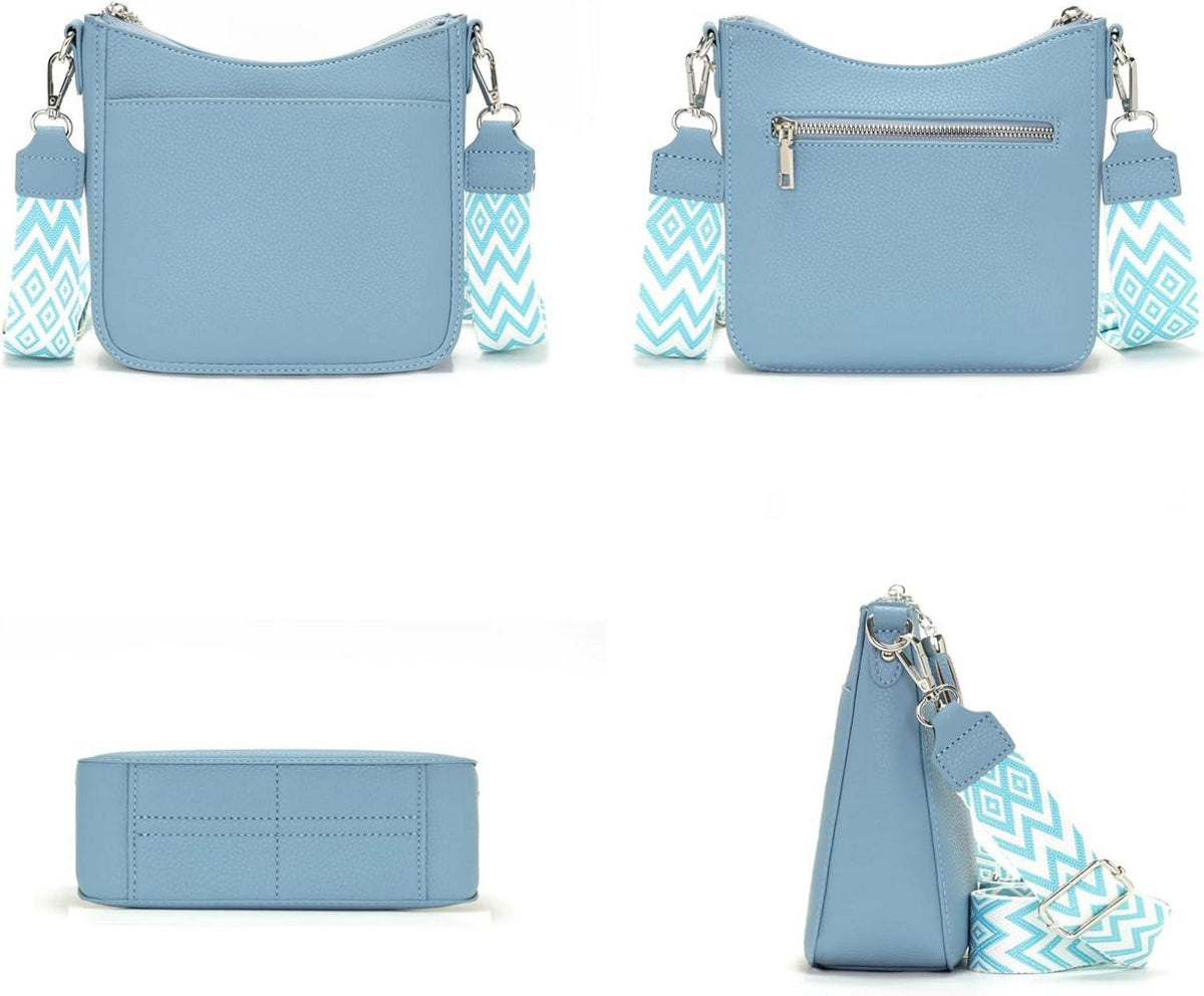 YISUOHOOM Kleine Crossbody Bag Damen Veganes-Leder Umhängetasche in Himmelblau