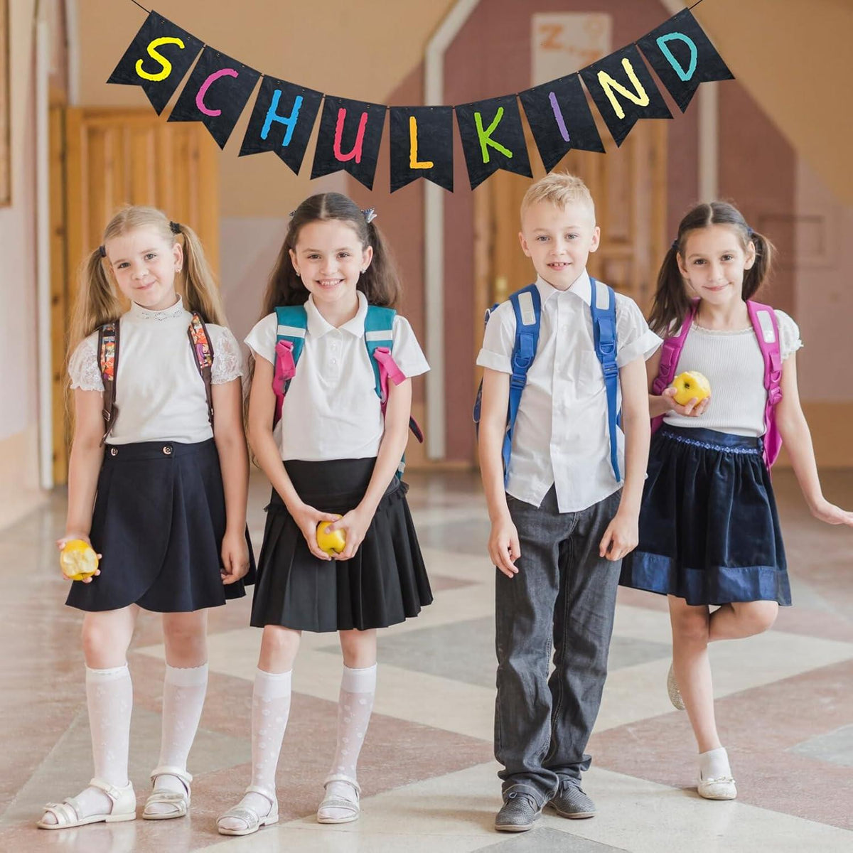 Schulkind Einschulung Deko Tafel Girlande Schwarz Jungs Mädchen