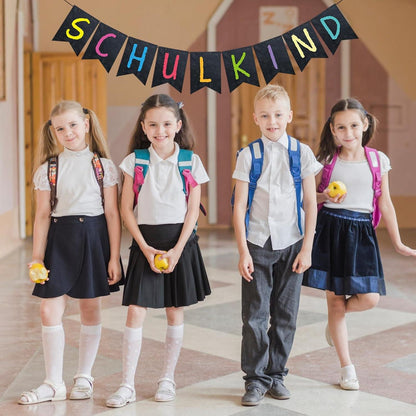 Schulkind Einschulung Deko Tafel Girlande Schwarz Jungs Mädchen