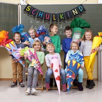 Schulkind Einschulung Deko Tafel Girlande Schwarz Jungs Mädchen