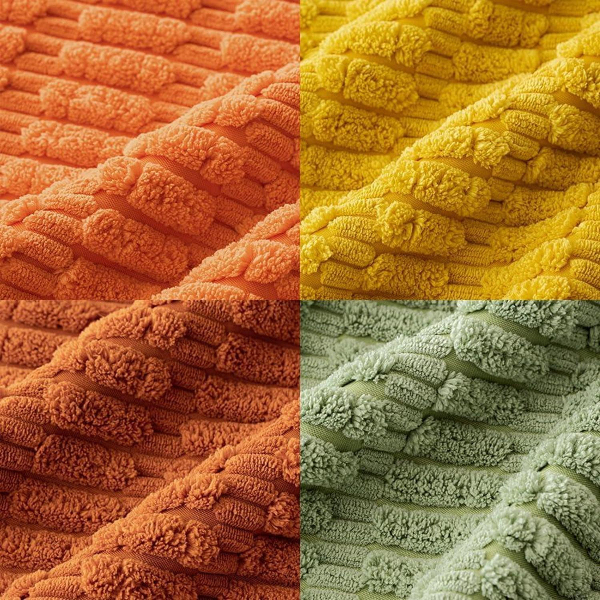 4er Set 40x40 cm Kordsamt Kissenbezüge Orange Grüne Serie