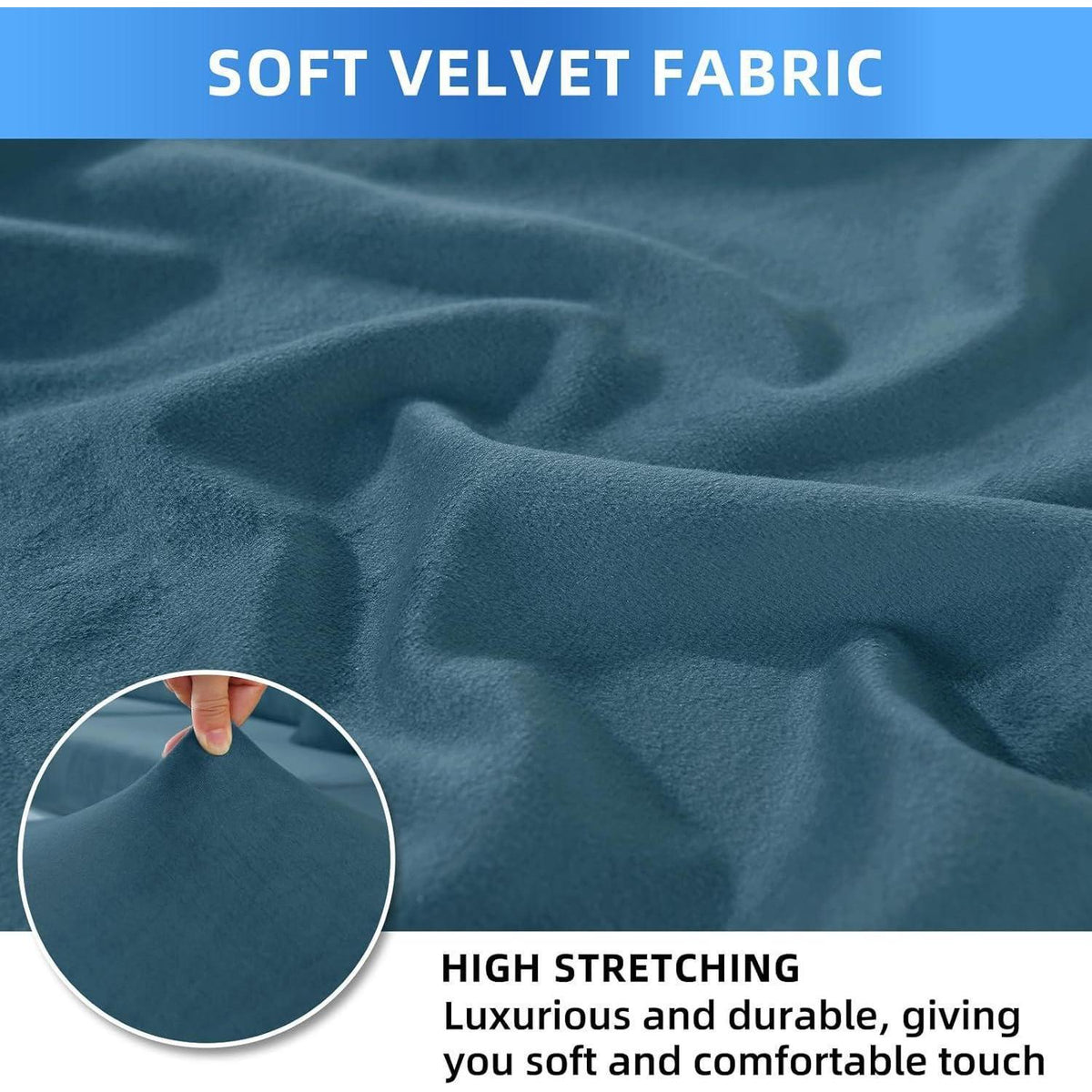 Samt Stuhlhussen 4er Set – Stretch & Waschbar, Pfau Blau