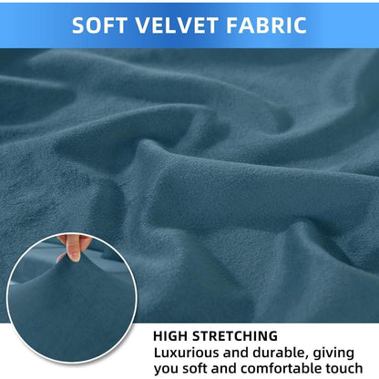 Samt Stuhlhussen 4er Set – Stretch & Waschbar, Pfau Blau
