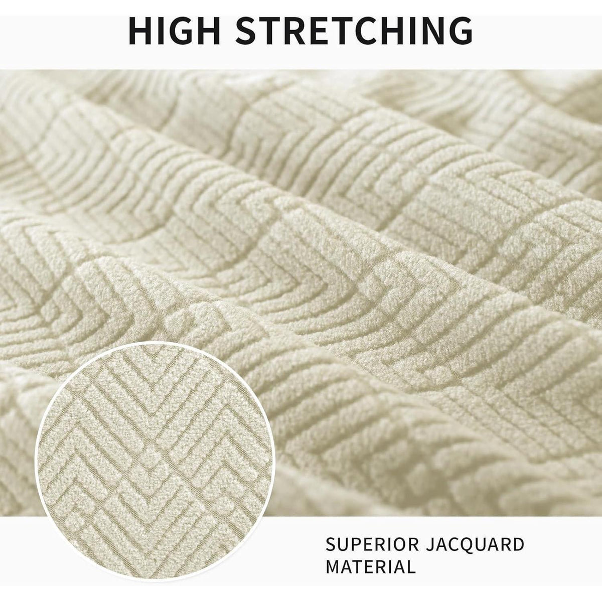 Stretch Stuhlhussen 2er Set – Beige Jacquardbezug