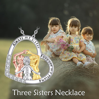 Schwestern Halskette "Always My Sister Forever My Friend" 925 Sterlingsilber