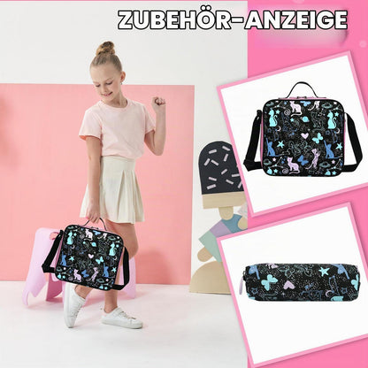 Schulranzen mit Rollen für Mädchen – Set mit Lunchtasche & Federmäppchen