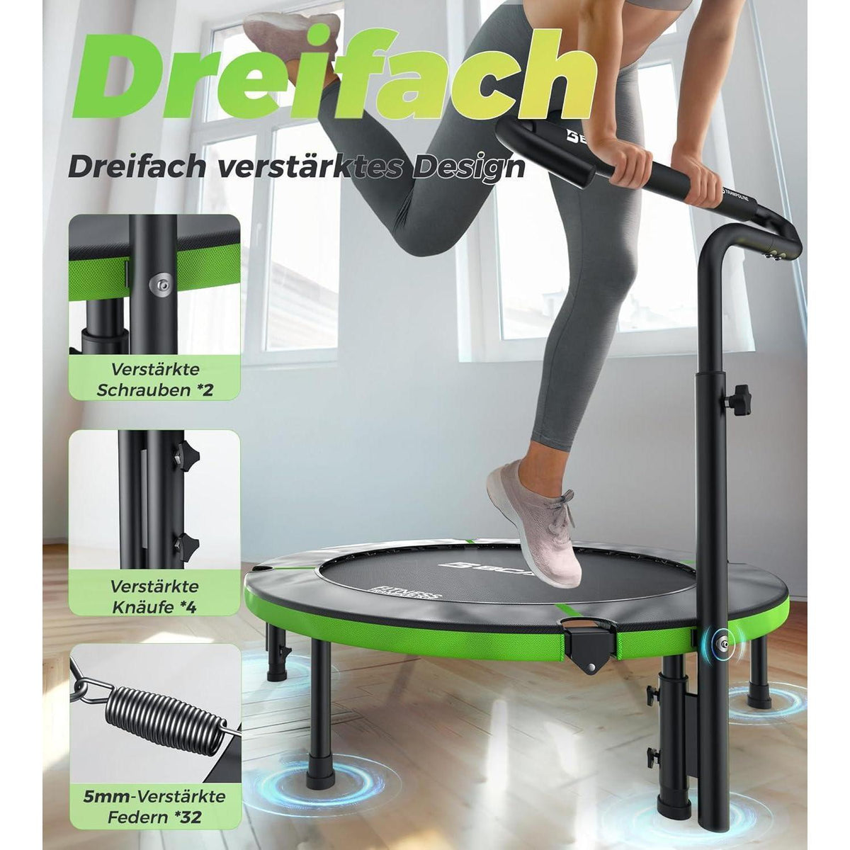 Fitness Trampolin 102 cm – Faltbar & Verstellbar