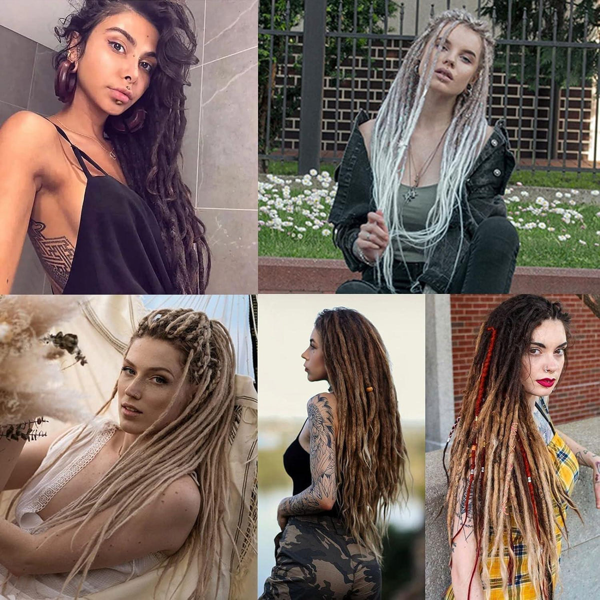 24 Zoll Braune Ombre Dreadlocks Extensions - 20 Stränge Handgemacht