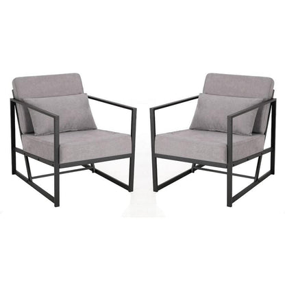 Mingone 2er Set gepolsterte Lounge-Sessel Hellgrau