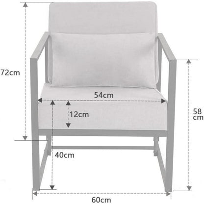 Mingone 2er Set gepolsterte Lounge-Sessel Hellgrau