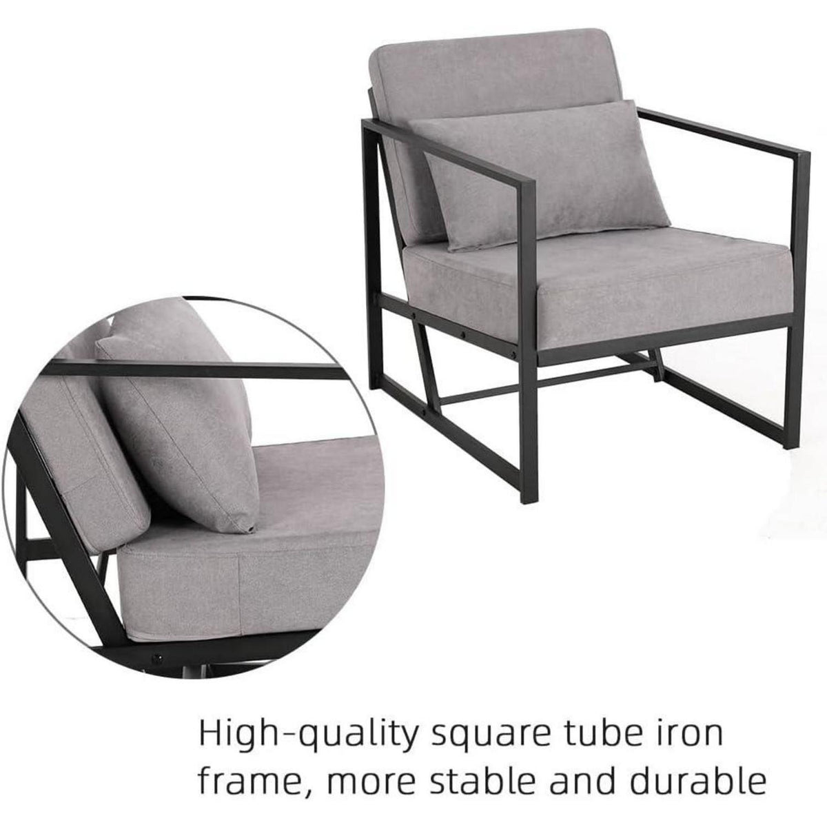 Mingone 2er Set gepolsterte Lounge-Sessel Hellgrau