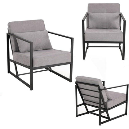 Mingone 2er Set gepolsterte Lounge-Sessel Hellgrau