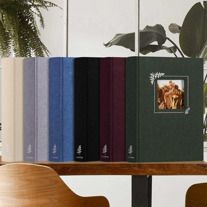 Fotoalbum zum Selbstgestalten, Leinen Buch mit Fenster, Beige
