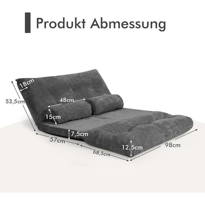 GOPLUS Bodensofa mit Schlaffunktion & Verstelllehne (Grau)